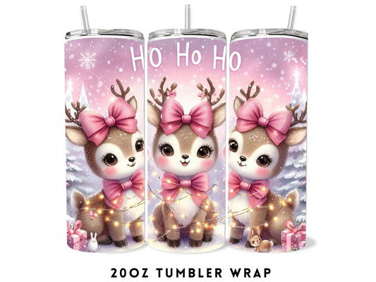 20oz SUBLIMATION TRANSFER- HO HO HO REINDEERS