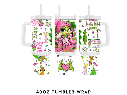 40oz SUBLIMATION TRANSFER- GREEN GIRL