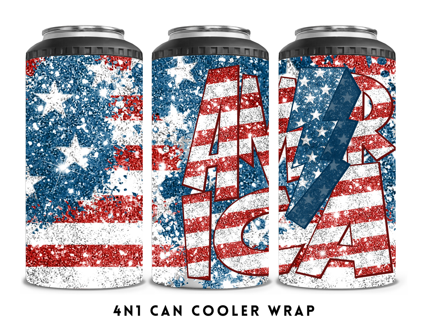 4n1 CAN COOLER- GILTTER AMERICA