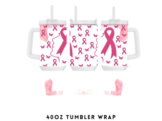 40oz SUBLIMATION TRANSFER- PINK RIBBON