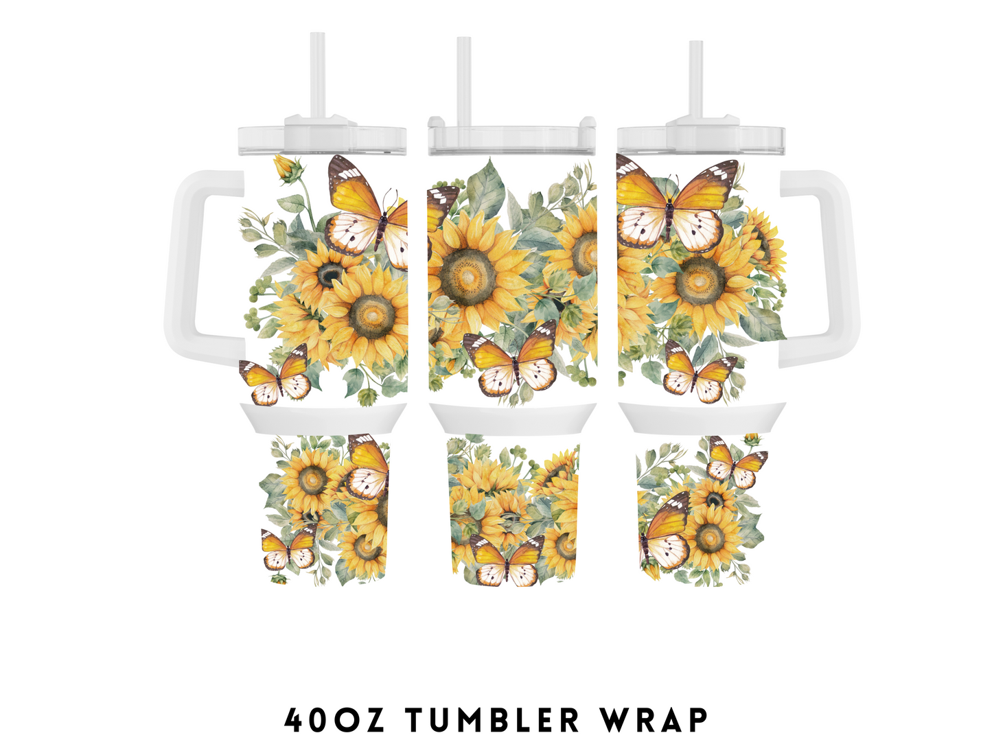 40oz SUBLIMATION TRANSFER- BUTTERFLY SUNFLOWERS