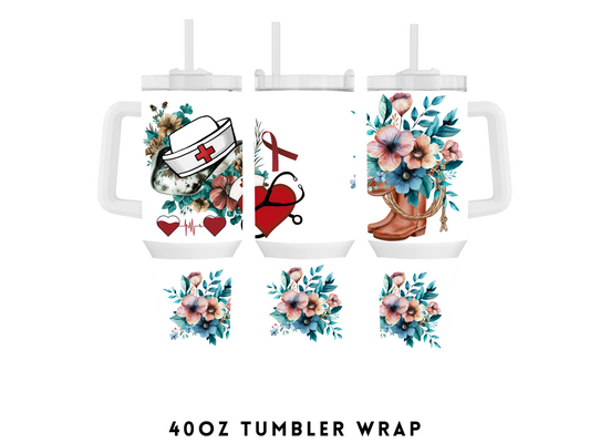 40oz SUBLIMATION TRANSFER- NURSE COWGIRL BOOTS