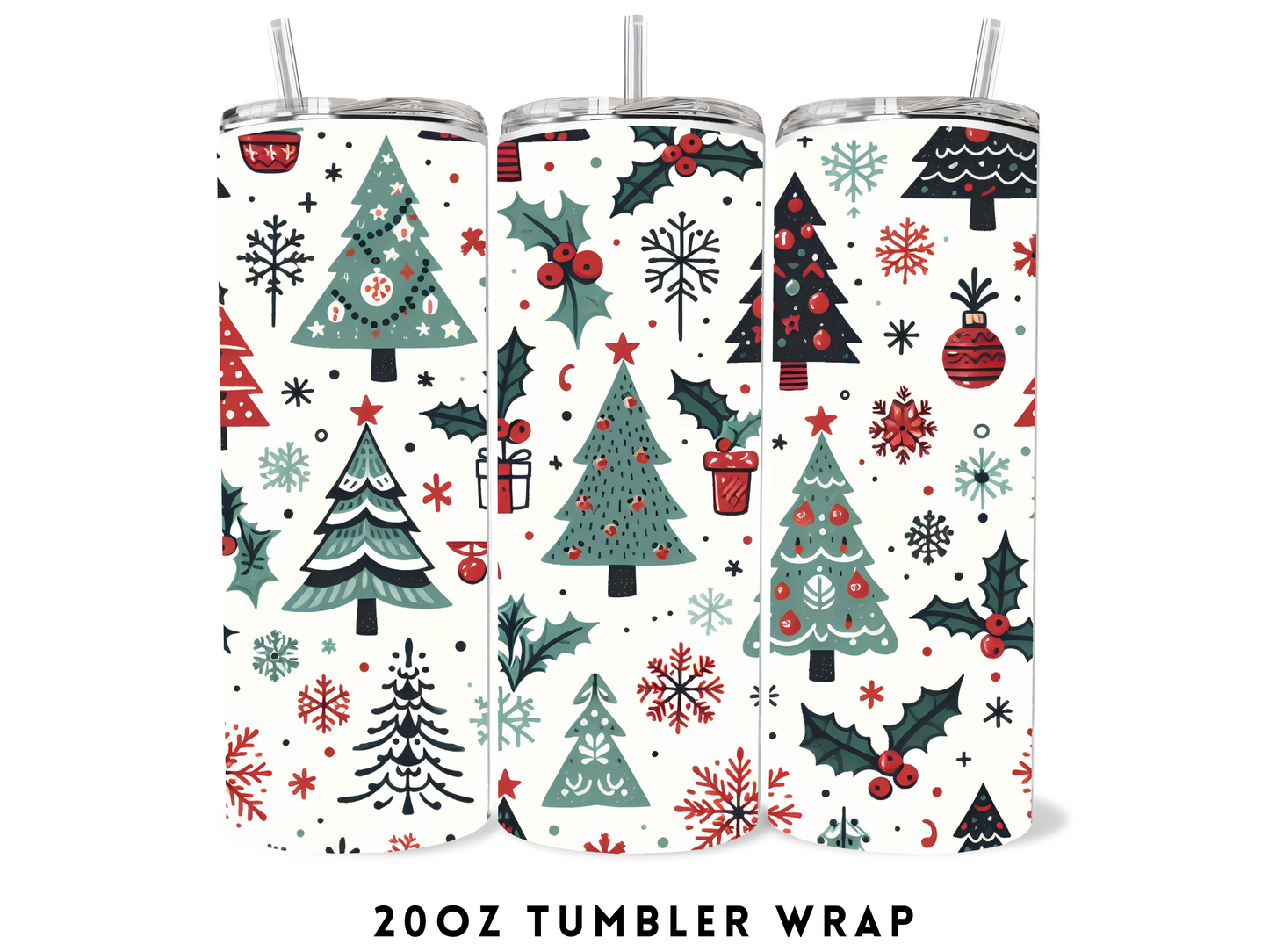 20oz SUBLIMATION TRANSFER- BOHO CHRISTMAS TREES