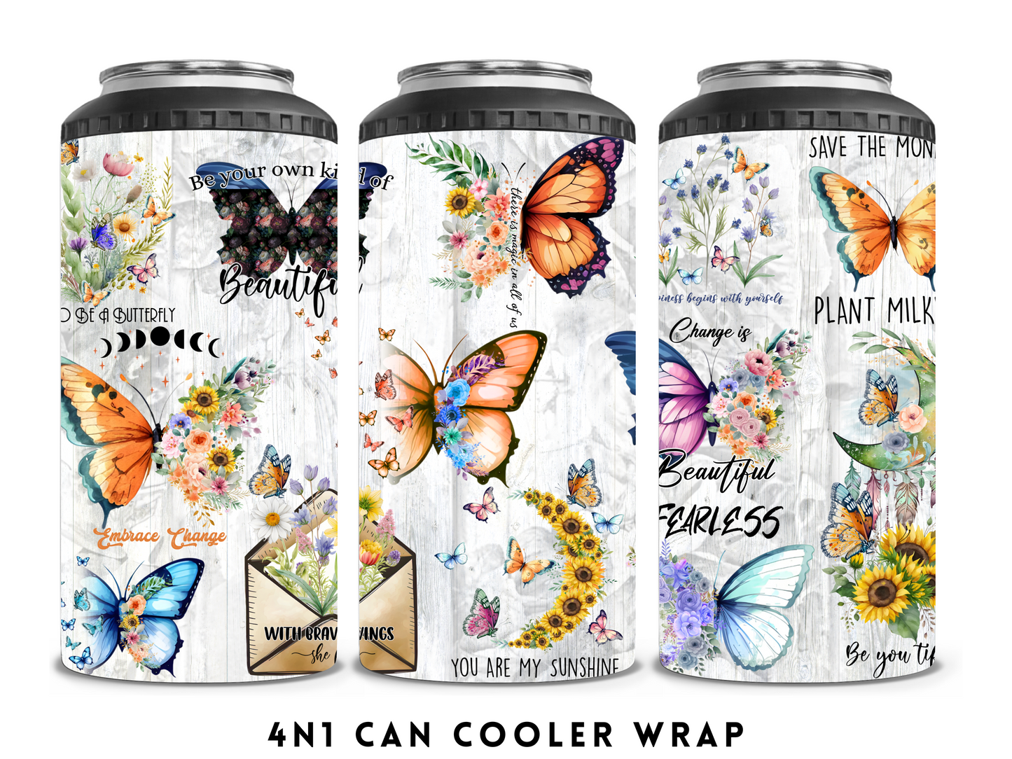 4n1 CAN COOLER- BUTTERFLIES