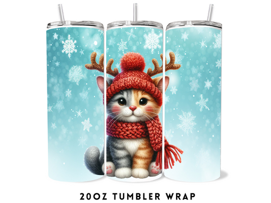 20oz SUBLIMATION TRANSFER- CAT REINDEER