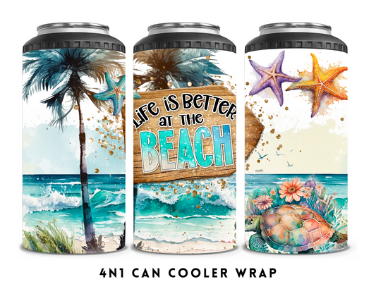 4n1 CAN COOLER- LIFE IS BETTER AT THE BEACH