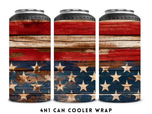 4n1 CAN COOLER- AMERICAN FLAG