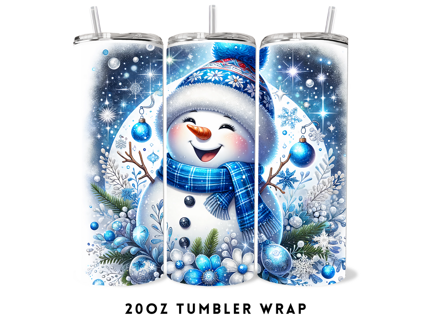 20oz SUBLIMATION TRANSFER- BLUE SNOWMAN