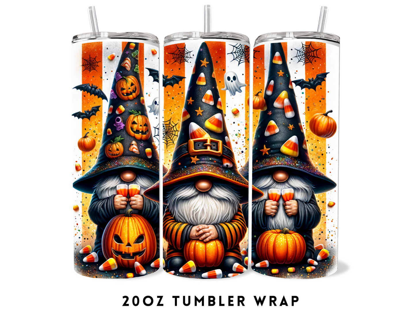 20oz SUBLIMATION TRANSFER- CANDY CORN GNOMES