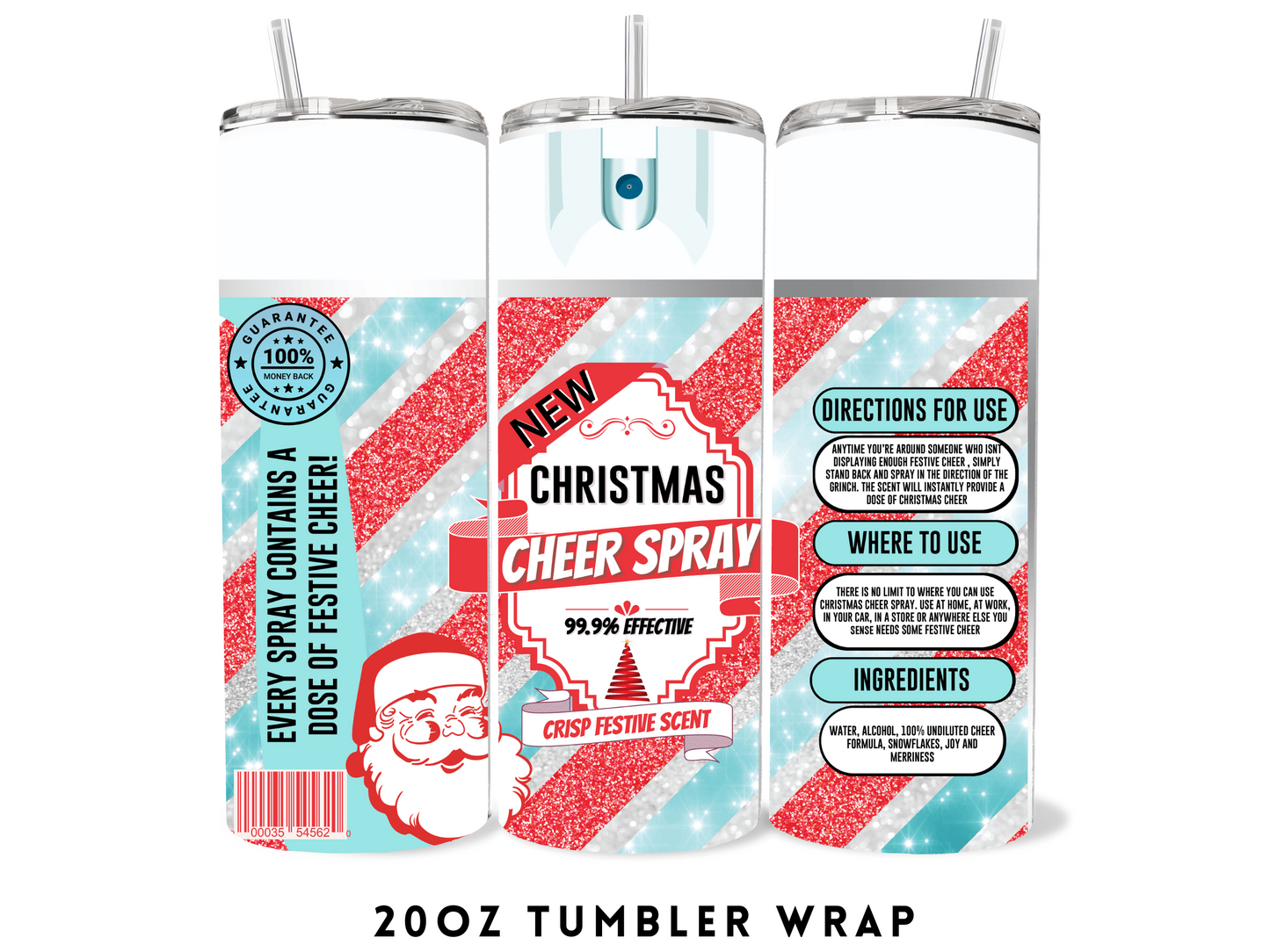 20oz SUBLIMATION TRANSFER- CHRISTMAS CHEER SPRAY