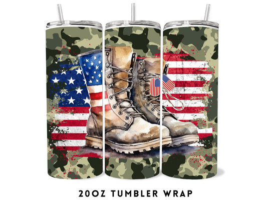 20oz SUBLIMATION TRANSFER- VET BOOTS AND FLAG