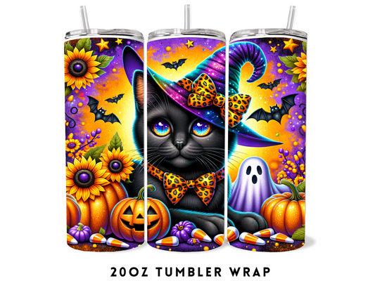 20oz SUBLIMATION TRANSFER- BLACK HALLOWEEN CAT