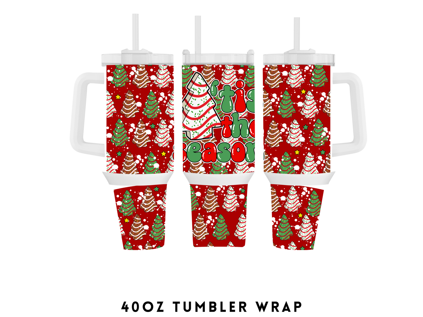 40oz SUBLIMATION TRANSFER- TIS THE SEASON RED