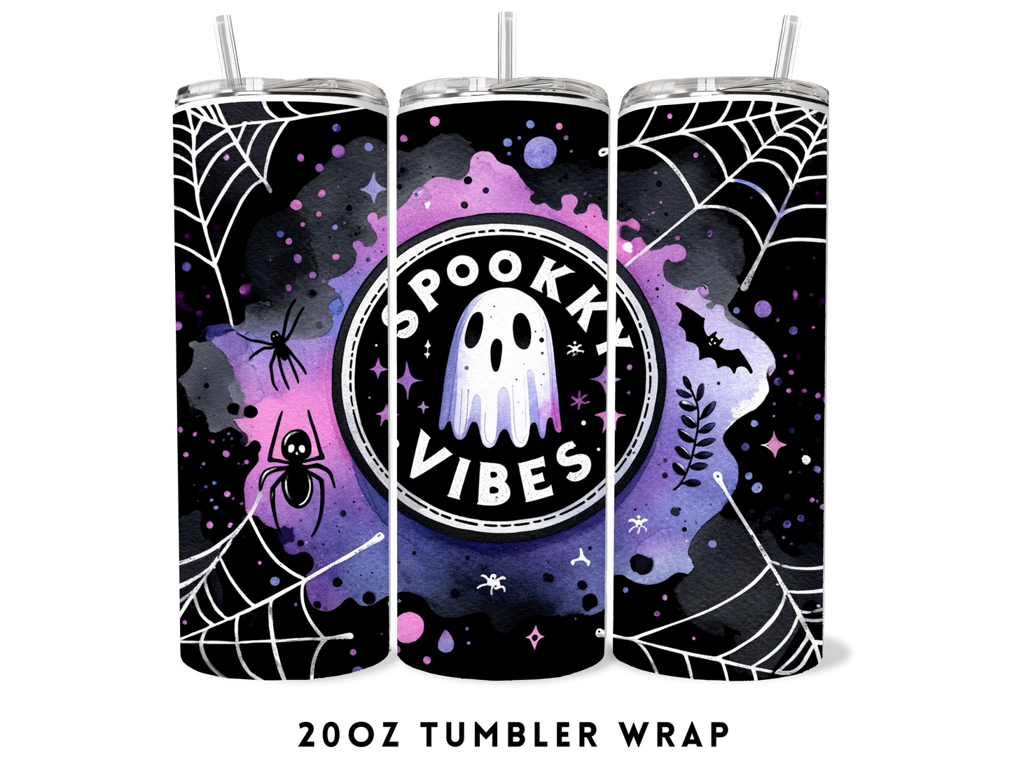 20oz SUBLIMATION TRANSFER- SPOOKY VIBES GHOST