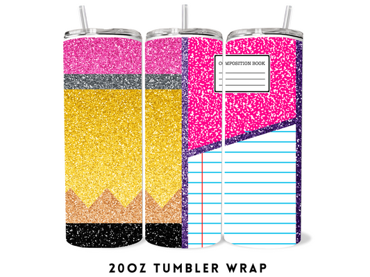 20oz SUBLIMATION TRANSFER- PINK COMP PENCIL BOOK