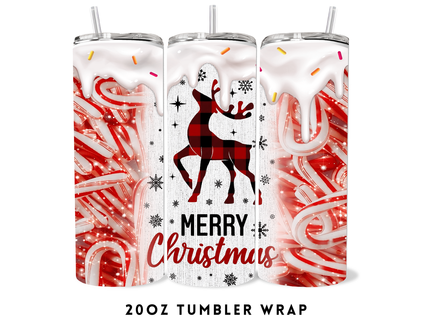 20oz SUBLIMATION TRANSFER- MERRY CHRISTMAS REINDEER