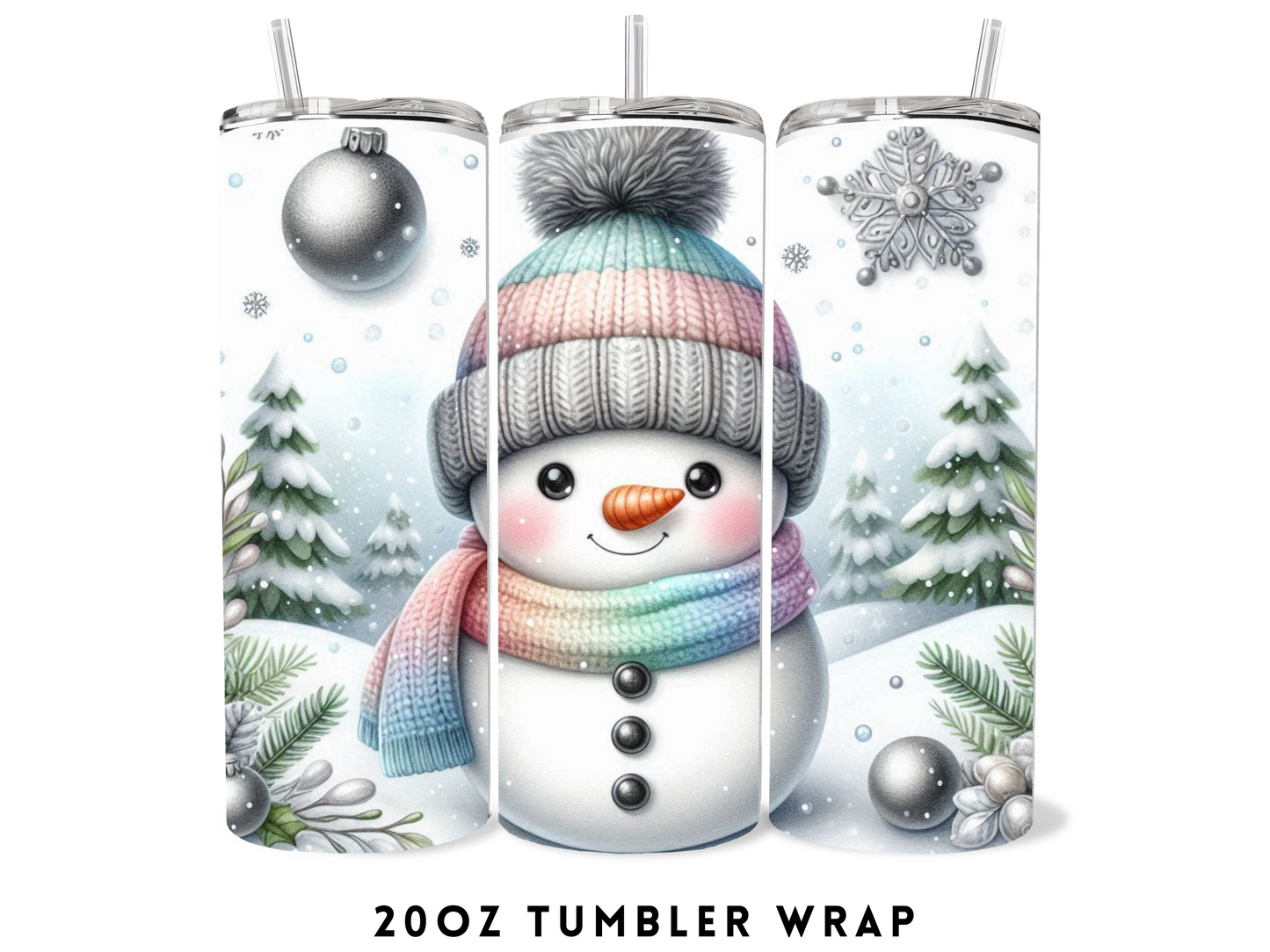 20oz SUBLIMATION TRANSFER- CUTE SNOWMAN