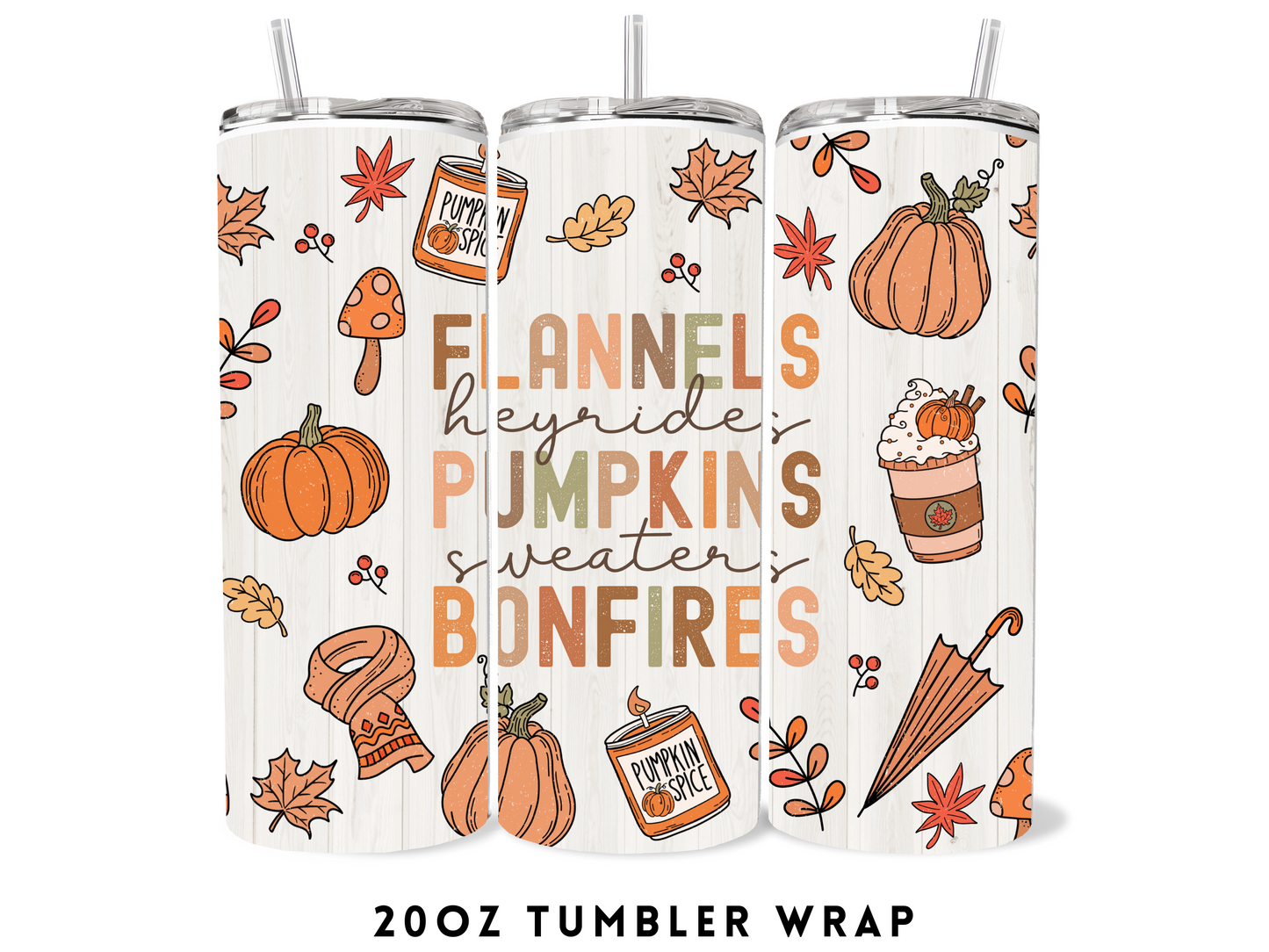 20oz SUBLIMATION TRANSFER- FLANNELS HAYRIDES PUMPKINS