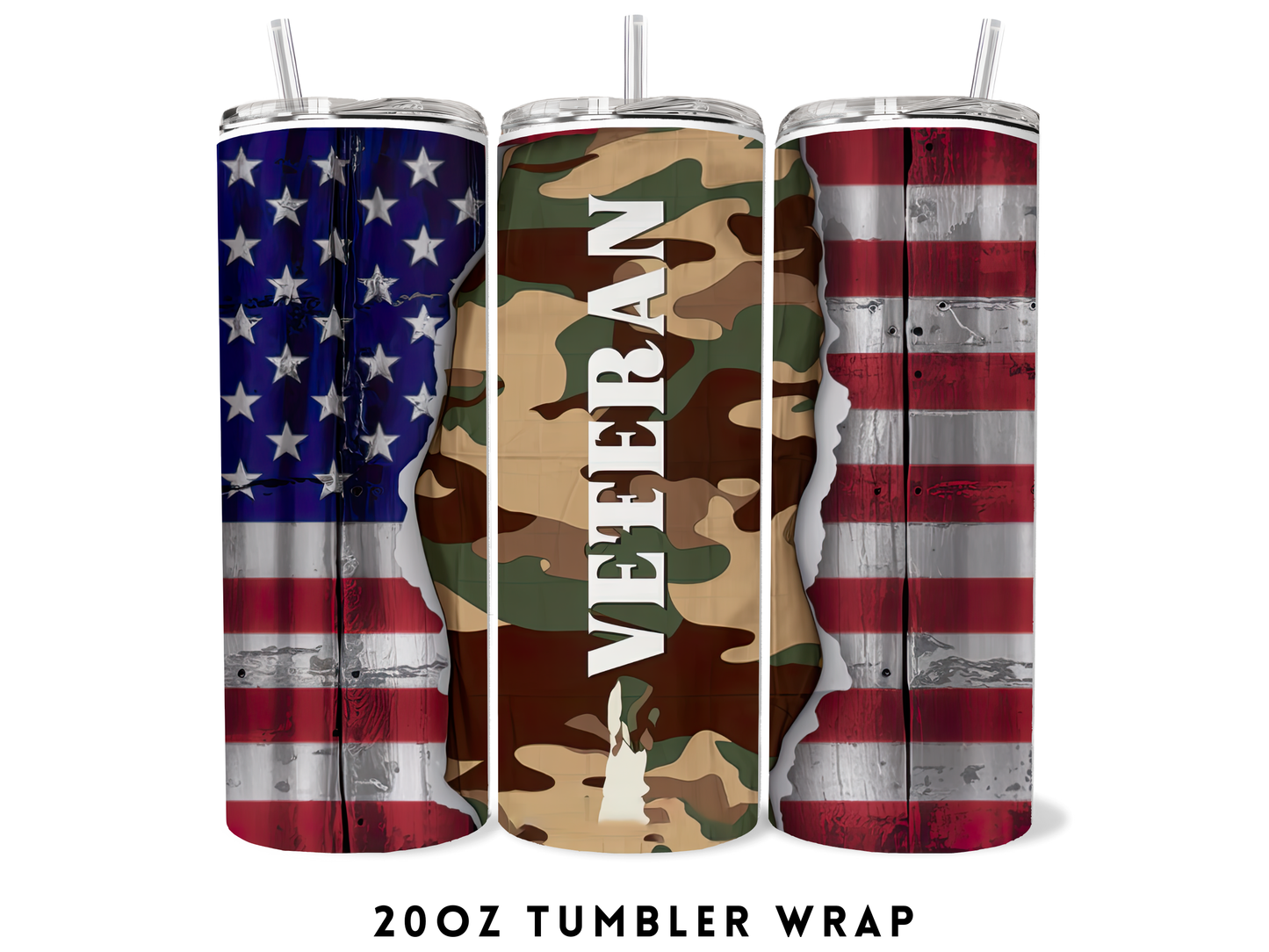 20oz SUBLIMATION TRANSFER- VETERAN FLAG