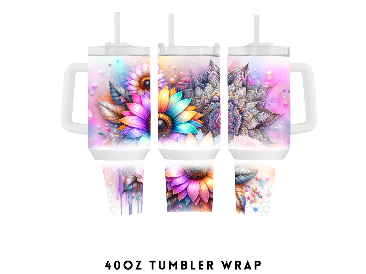 40oz SUBLIMATION TRANSFER- COLORFUL SUNFLOWER