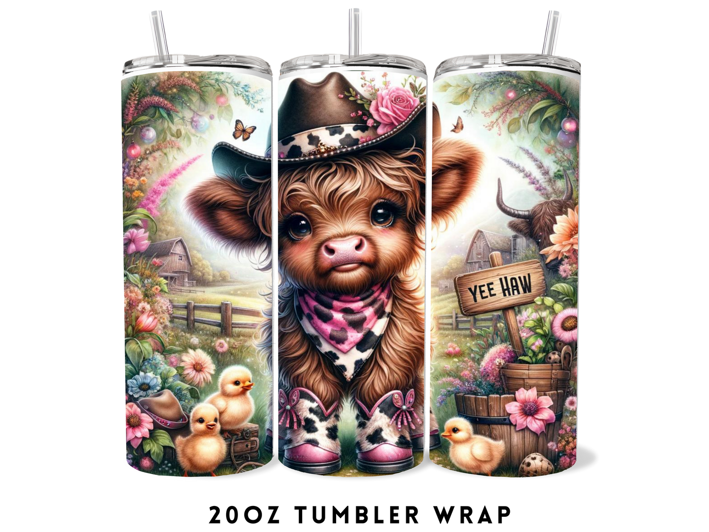 20oz SUBLIMATION TRANSFER- YEE HAW HEIFER