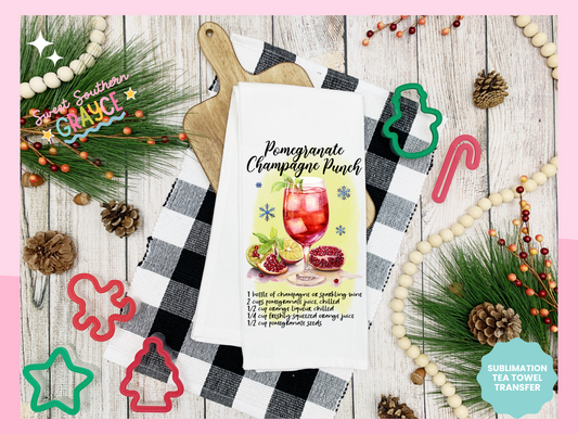 TEA TOWEL - POMEGRANATE CHAMPAGNE PUNCH