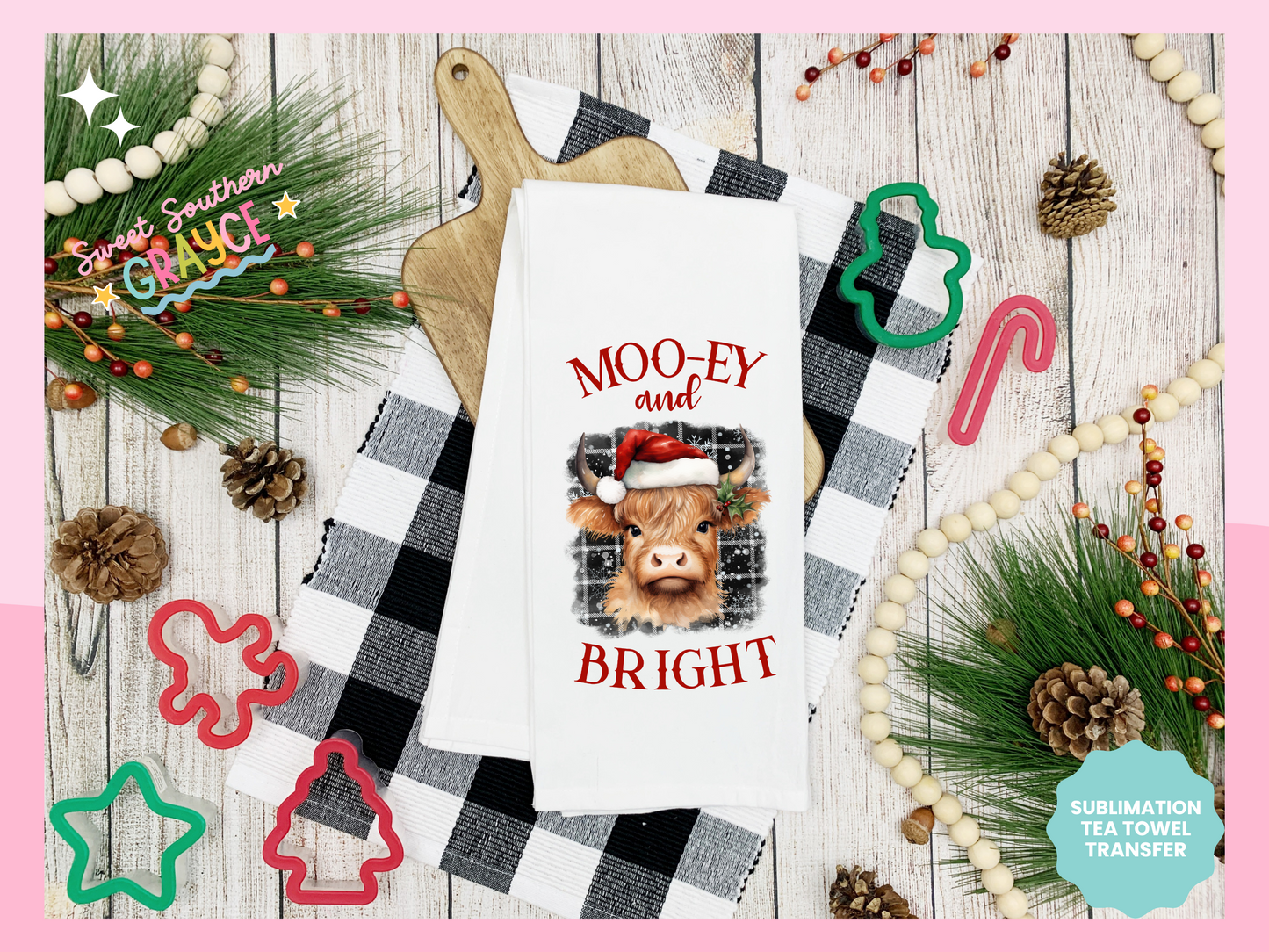 TEA TOWEL - MOO-EY AND BRIGHT