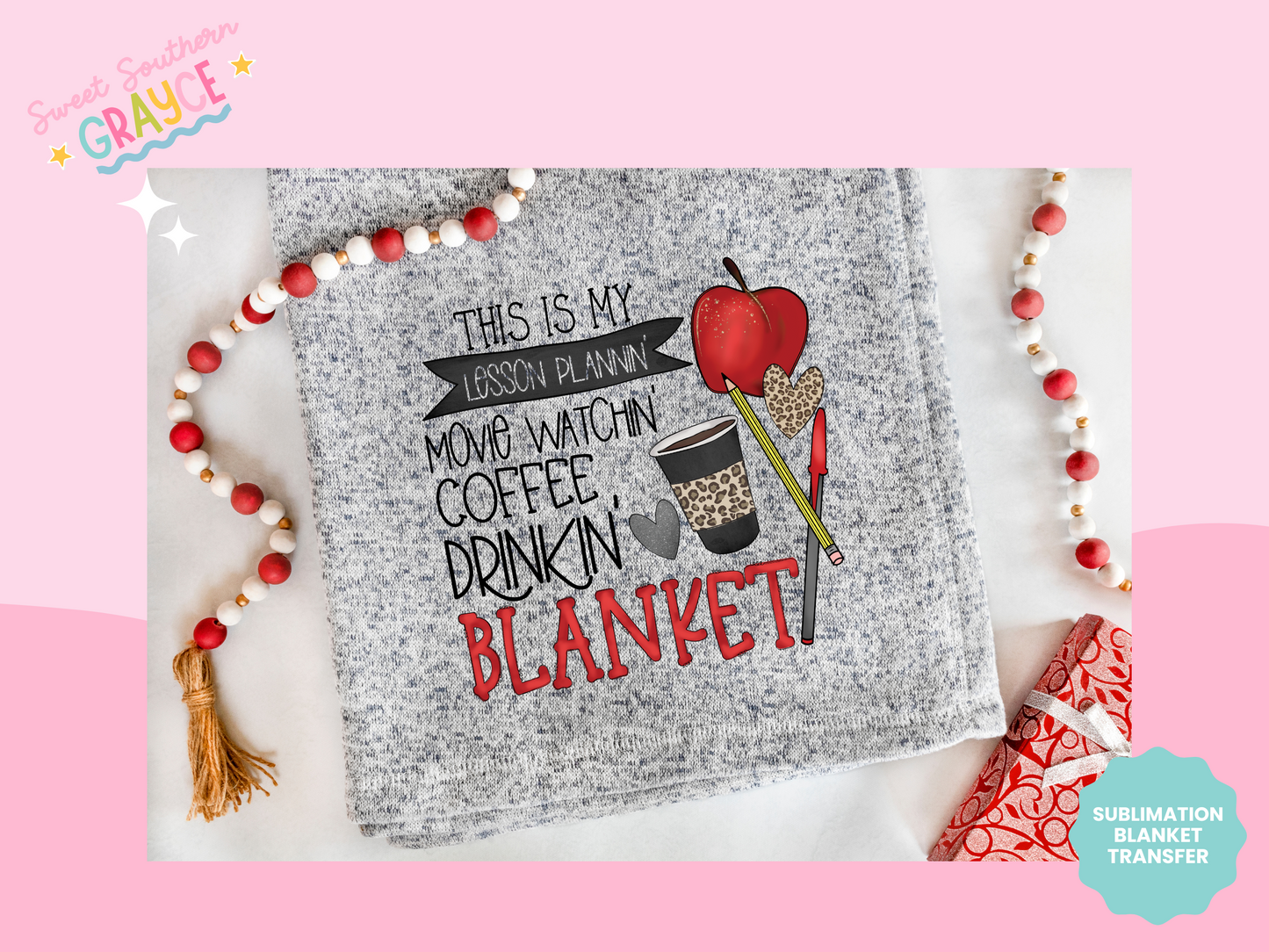 BLANKET SUBLIMATION TRANSFER - THIS IS MY LESSON PLANNIN BLANKET (Copy)