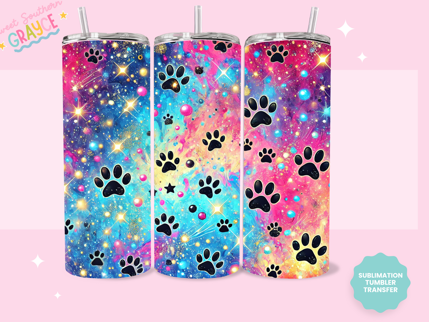 20oz SUBLIMATION TRANSFER - COLORFUL PAWS