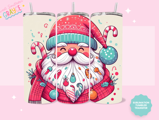 20oz SUBLIMATION TRANSFER - COLORFUL SANTA