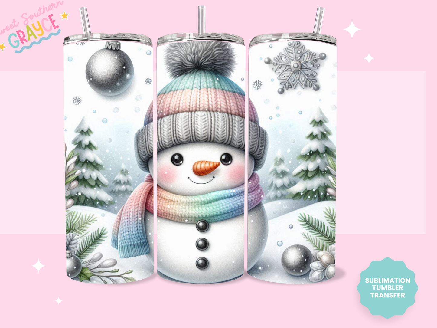 20oz SUBLIMATION TRANSFER - COLORFUL SNOWMAN