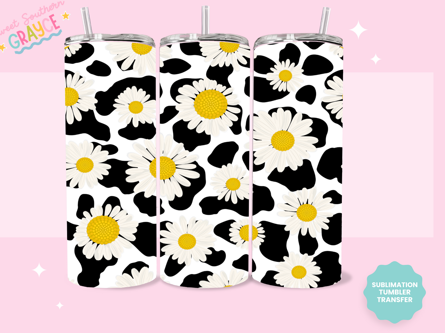 20oz SUBLIMATION TRANSFER - COW PRINT DAISY