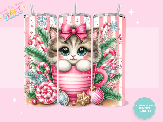 20oz SUBLIMATION TRANSFER - CUTE CHRISTMAS CAT