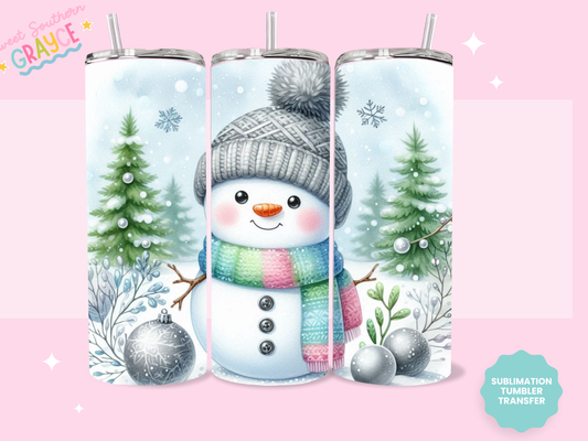 20oz SUBLIMATION TRANSFER - CUTE SNOWMAN