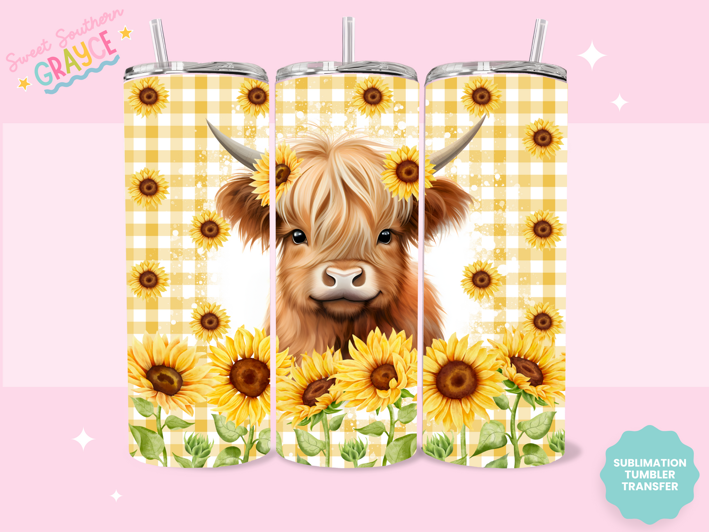 20oz SUBLIMATION TRANSFER - SUNFLOWER BABY HEIFER