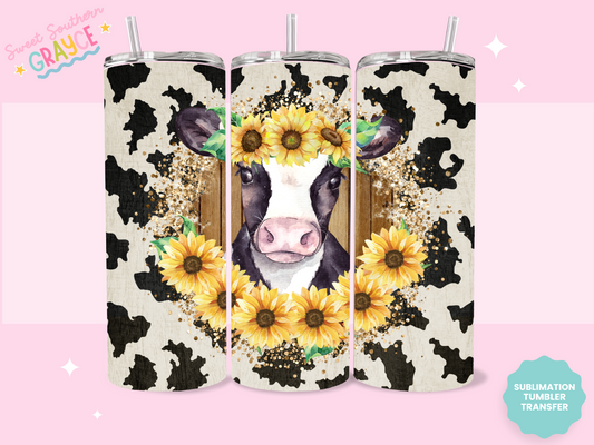 20oz SUBLIMATION TRANSFER - SUNFLOWER COW