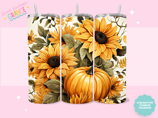 20oz SUBLIMATION TRANSFER - SUNFLOWER PUMPKINS