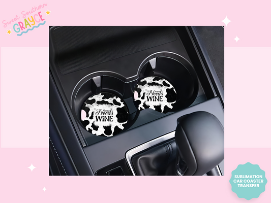 CAR COASTER SUBLIMATION TRANSFER - NEEDS WINE