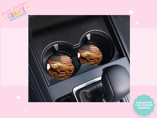 CAR COASTER SUBLIMATION TRANSFER - AMERICAN FISH