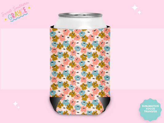 CAN KOOZIE SUB TRANSFER - RETRO FLOWERS