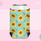 CAN KOOZIE SUB TRANSFER - TEAL SUNFLOWERS