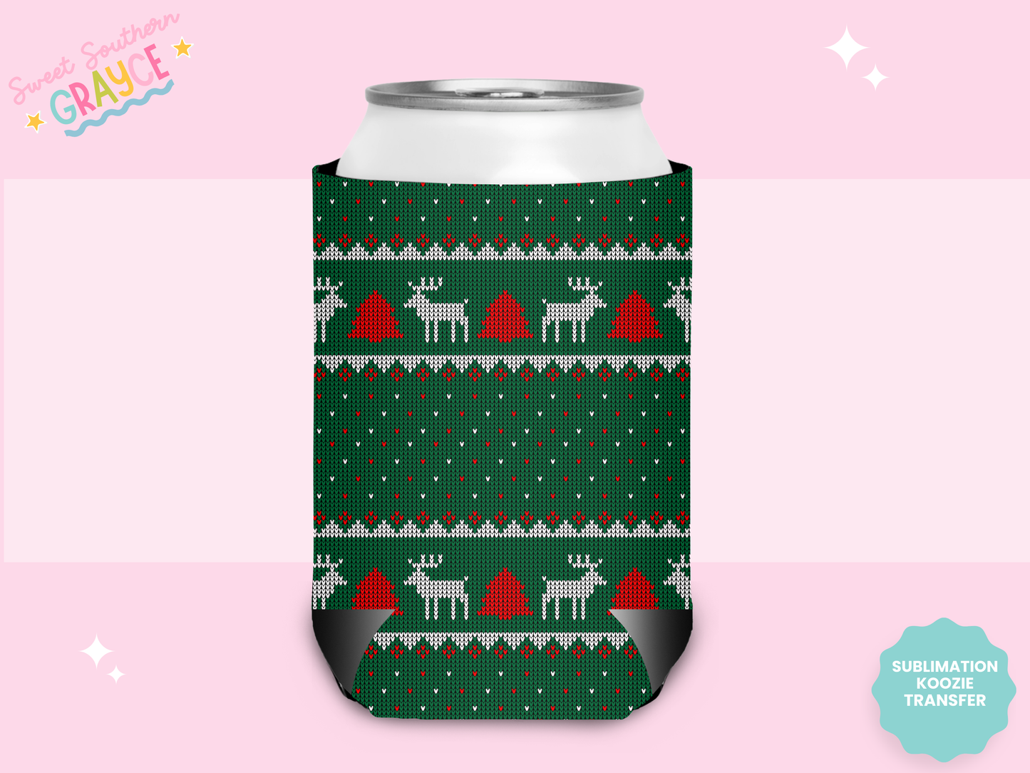 CAN KOOZIE SUB TRANSFER - UGLY SWEATER PRINT