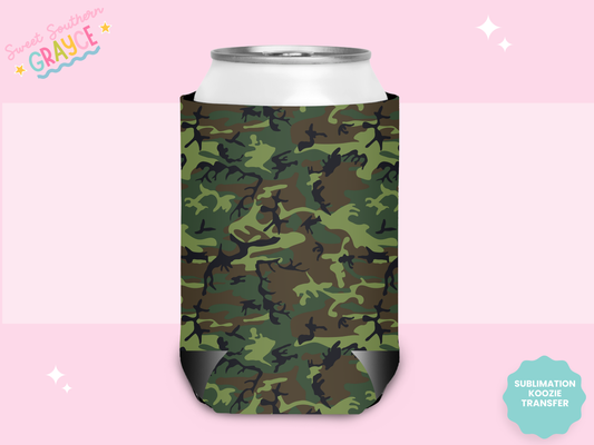 CAN KOOZIE SUB TRANSFER - GREEN CAMO