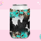 CAN KOOZIE SUB TRANSFER - BOHO COW PRINT TURQ