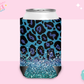 CAN KOOZIE SUB TRANSFER - BLUE GLITTER CHEETAH