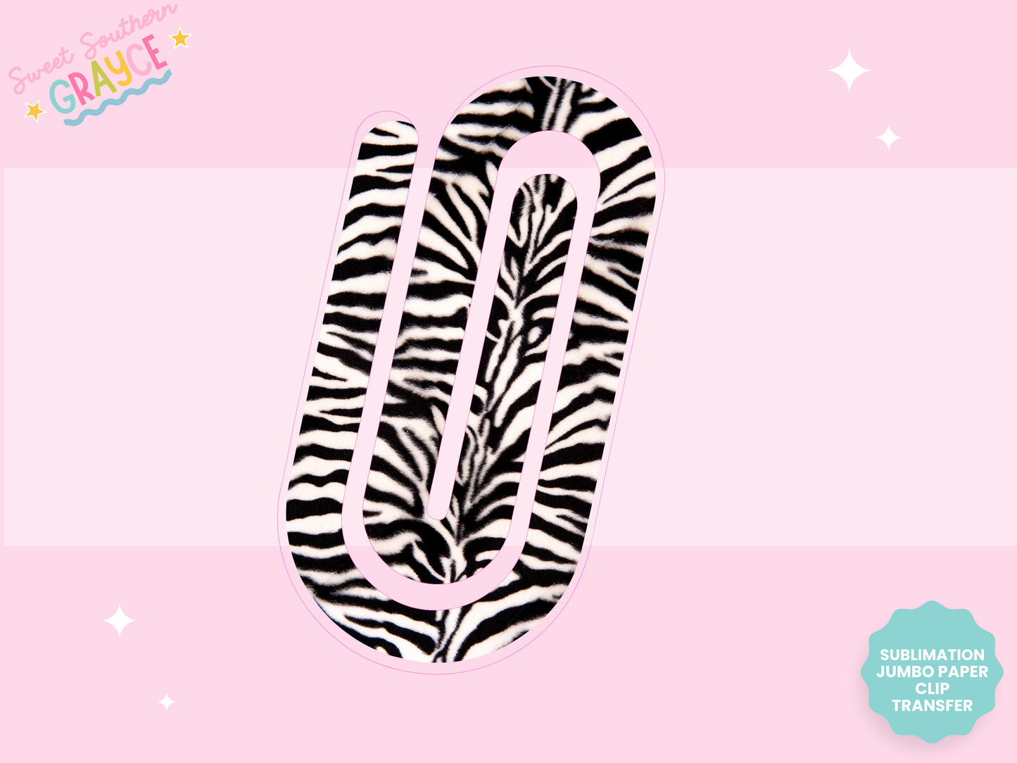 JUMBO PAPER CLIP SUB TRANSFER - ZEBRA PRINT