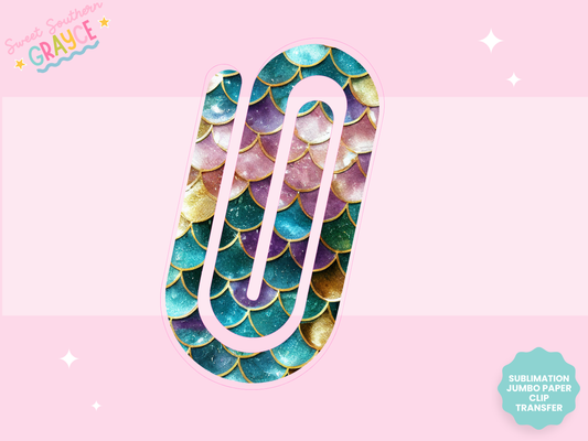 JUMBO PAPER CLIP SUB TRANSFER - OMBRE MERMAID PRINT