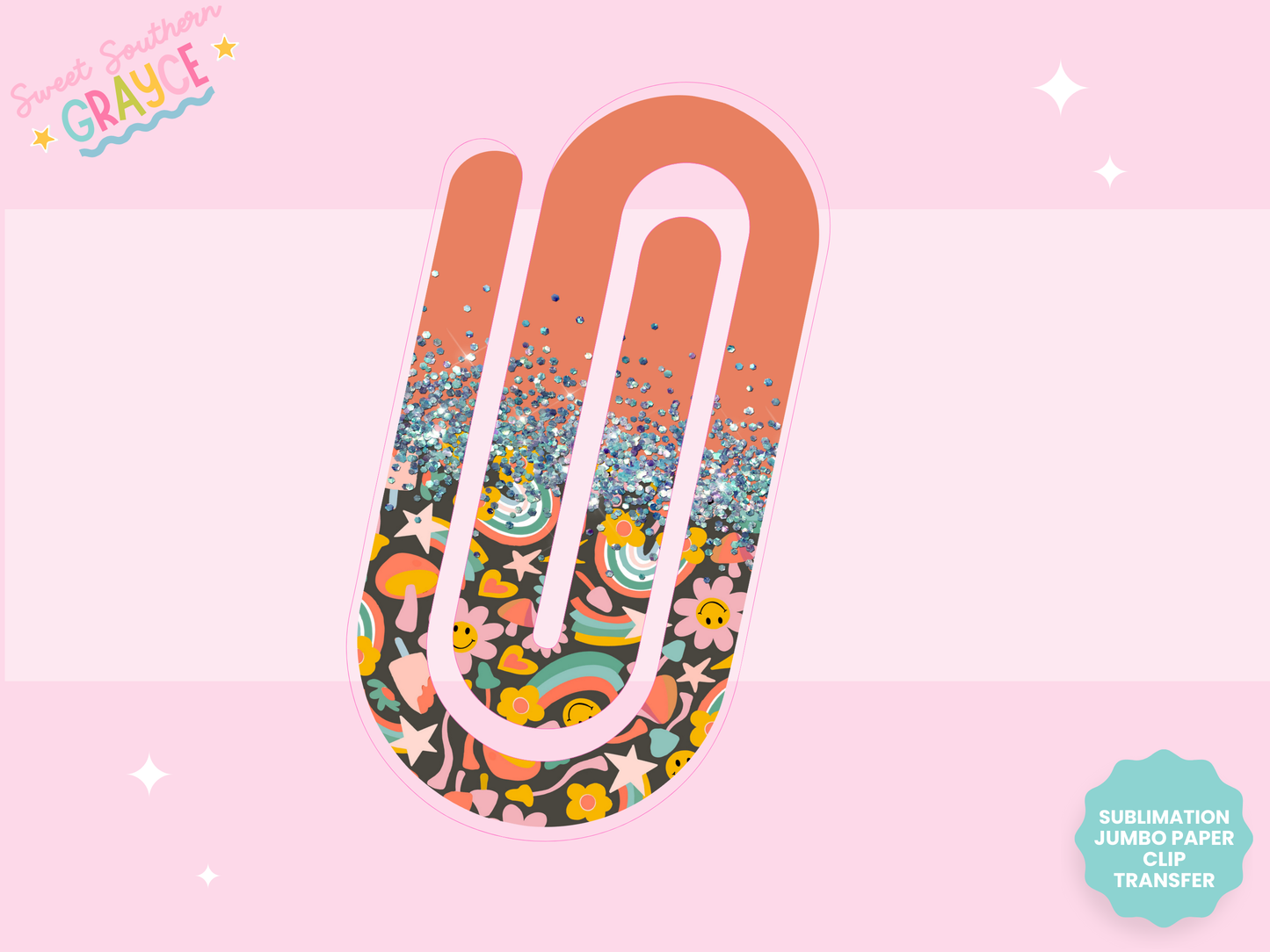 JUMBO PAPER CLIP SUB TRANSFER - RETRO GLITTER THINGS