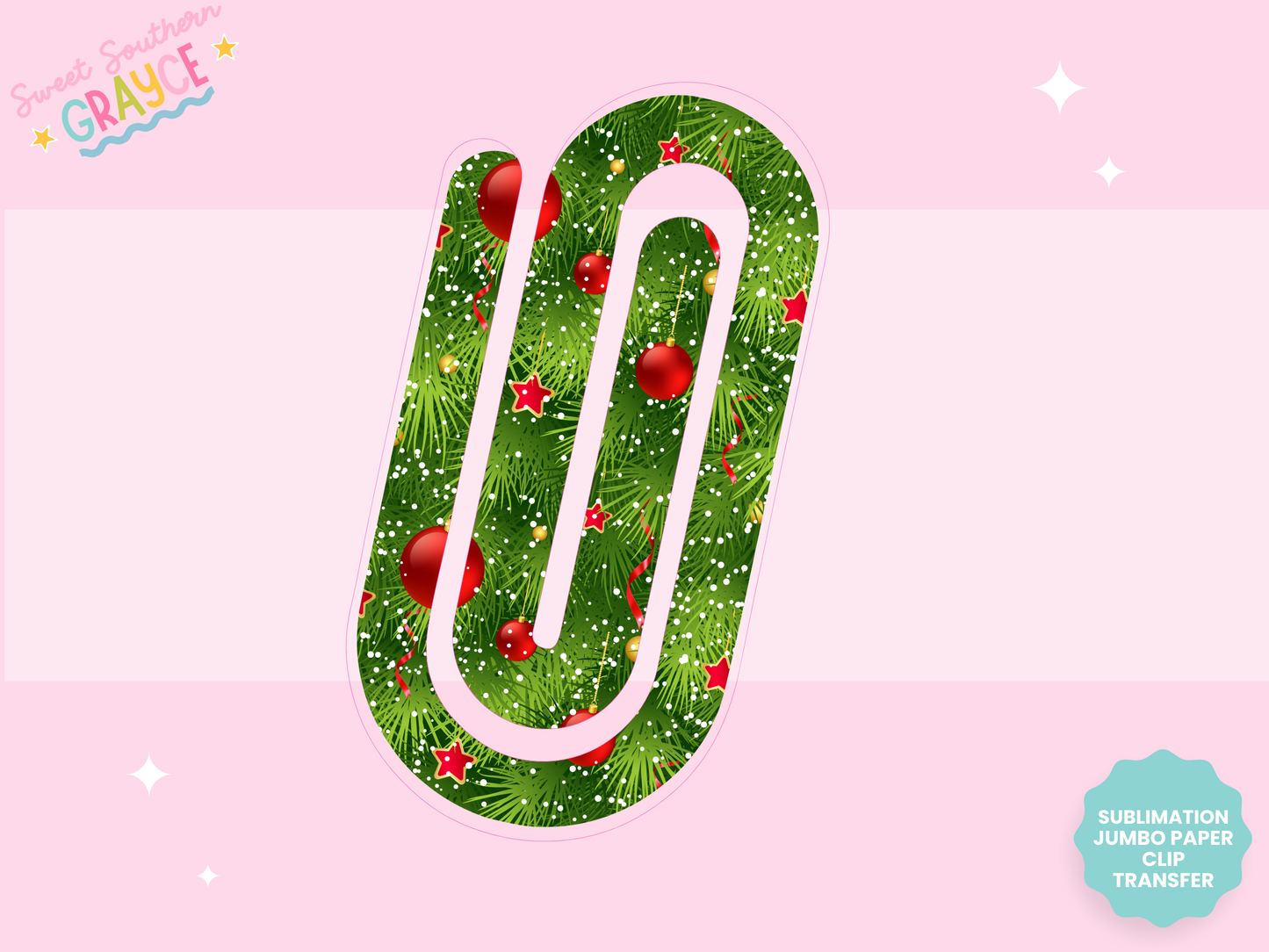 JUMBO PAPER CLIP SUB TRANSFER - GREEN CHRISTMAS