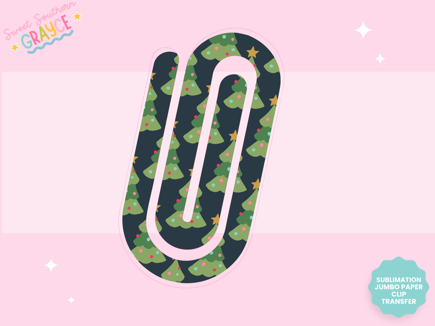 JUMBO PAPER CLIP SUB TRANSFER - GREEN CHRISTMAS TREES